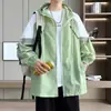 Ropa de Protección Solar de Moda y Personalizada con Bloques de Color para Hombres Jóvenes en Verano con Letras Estampadas, Ropa de Protección Solar Delgada y Transpirable