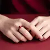 Anel de Contas de Cinábrio Cru para Mulheres, Anel Pixiu no Dedo Indicador de Granada, Anel de Design Exclusivo em Estilo Antigo