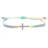 Pulseira Cruzada Colorida Tecida de Venda Quente Transfronteiriça, Acessório de Mão Versátil para Mulheres, Joia de Pulseira Simples Ajustável para Atacado