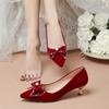Sapatos de Casamento Salto Alto Feminino 2025 Primavera Novo Estilo Chinês Vermelho Noiva Casamento Sapatos Vermelhos Brinde Estilo Chinês Xiuhe Salto Alto