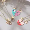 Colar Europeu e Americano Transfronteiriço Duas Cores Padrão Hello Kitty Namorada Irmã Crianças Colar Formato de Coração Gato Colar Dopamina
