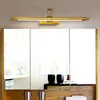 Descubre al instante la lámpara de dormitorio minimalista, luz frontal LED de acero inoxidable, luz para armario de espejo de baño, lámpara de pared plegable y retráctil