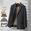 Directo de fábrica, nuevo traje de lana de doble cara para hombre de otoño e invierno con forro desmontable de plumón de pato, chaqueta casual de negocios