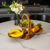 Cesto de Frutas Cesto de Armazenamento Dobrável Cesto de Armazenamento de Rattan Sintético Cesto Pequeno para Sala de Estar Cesto para Frutas Cesto para Dispositivos Cesto Tecido Rattan