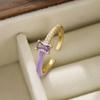 Aogu Nuevo Producto Transfronterizo, Anillo de Moda y Simple Chapado en Oro de 18K con Zircón y Gota de Aceite para Mujer Anillo de Color Macarrón Ins