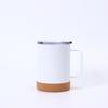 Nueva Taza de Acero Inoxidable 304 de Doble Pared con Aislamiento al Vacío y Base de Corcho, Taza con Asa, Vaso de Agua con Base de Madera de Bambú