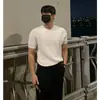 Camiseta de Malha de Seda Gelada de Verão com Gola Redonda e Manga Curta Masculina Estilo Coreano Roupas Oppa Slim Fit Versátil Casual