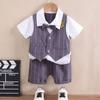 Conjunto de chaleco británico de verano de manga corta para bebé, estilo occidental, para niño y niña, vestido de verano de dos piezas nuevo para niño