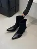 Primer Encuentro Temporada Botines de Tobillo de Tacón Alto Retro Botas para Mujer Otoño/Invierno 2026 Estilo Europeo y Americano Moda Tendencia Gamuza Elástica Tacón de Aguja