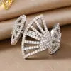 Estilo Exagerado Moda Nicho Anel Espiral Totalmente Zircônia Vazado Feminino Leve Luxo Europeu e Americano Ajustável Anel Aberto