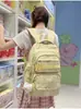 Fondo azul claro suave con lunares, mochila refrescante y relajante, estilo universitario coreano, mochila escolar con múltiples compartimentos para estudiantes de secundaria y preparatoria