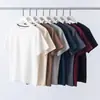 Camiseta Waffle para Hombre de Manga Corta Cuello Trasero Tendencia Verano Ropa Guapa Casual Media Manga Verano Negocios Tops