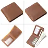 Cartera Retro Casual para Hombre de Cuero Crazy Horse con Múltiples Ranuras para Tarjetas Portamonedas Corto de Piel de Vaca de Capa Superior de Gama Alta Europea y Americana