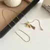 Enriqueça Imediatamente~Colar de Pônei com Borla Dourada para Mulheres no Outono e Inverno, Corrente Longa para Suéter para o Ano de Nascimento, Acessórios Simples e Versáteis