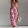 2026 Estación Independiente Amazon Europa América Transfronterizo Nuevo Verano Bolsillo Cuello en V Botón Camiseta sin Mangas Mono Cómodo Mujer