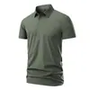 Camisa Polo Business Casual de Alta Qualidade, Secagem Rápida, Proteção Solar, Sensação Fresca, Pode Ser Estampada com Logo, Roupa Corporativa, Verão, Gola Fold-Down Sem Costura