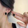Exquisitos pendientes de diamantes negros para mujer, nuevos pendientes de estilo frío, diseño de nicho, luz explosiva, pendientes de lujo de alta gama.