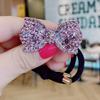 Estilo coreano strass arco cabeça corda requintado diamante completo menina bonito elegante estilo japonês ponytail borracha tendão headwear corda de cabelo