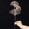 Exclusivo Transfronteiriço Folha de Ouro Flor Artificial Cena Arranjo Casa Flor Artificial Decoração Folha de Leque Casamento Folha de Ginkgo Pena de Pavão