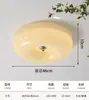 Lámpara de Techo Redonda de Cristal Retro Francés para Dormitorio Estilo Crema Restaurante Medio Antiguo Habitación de Niños Protección Ocular Lámparas Zhongshan