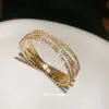 Pulsera Abierta Cruzada Multicapa de Pedrería Estilo Europeo y Americano, Exquisita y Versátil para el Uso Diario, Joyería de Lujo Ligero de Alta Gama para Mujeres