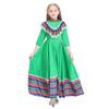 Vestido largo tradicional mexicano con gran swing para niña, disfraz de baile étnico, disfraz para fiesta del Día de los Muertos para niños
