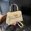Bolsa Kelly Texturizada Estilo Coreano 2026 Novo Modelo Bolsa de Mão com Padrão de Diamante Estilo Ins Sob o Braço Padrão de Pedra Versátil Bolsa de Ombro Transversal