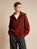 Cardigan de Punto con Cremallera y Solapa Grande Estilo Perezoso Grande para Mujer Otoño Invierno Suéter Jersey de Lana Delgado Holgado Abrigo Ropa Interior