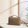 Bolso tipo lonchera LP de moda para ir al trabajo, piel genuina de vaca de capa superior, bolso de mano para mujer, bolso cuadrado pequeño, bolso cruzado simple japonés y coreano, de alta gama