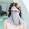 Chapéu Máscara Facial de Vinil Preto para Proteção Solar com Aba Larga, Máscara de Seda de Gelo Cobrindo o Rosto Inteiro, Máscara Facial com Proteção UV