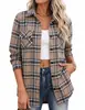 Coleção de outono 2026 da Amazon Europa e América e-commerce transfronteiriço: camisa de botões, com bolso, casual, xadrez, modelagem solta, manga longa para mulheres