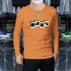 Camiseta de manga larga con cuello redondo para hombre, nueva camiseta de otoño con estampado inglés a la moda, informal, atractiva, transpirable, combinable con todo.