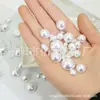 Meio Lado Contas de Vidro Pérola Imitação Patches de Pérola com Fundo Plano 6-20mm Joias DIY Acessórios Artesanais Nail Art Adesivos de Pérola