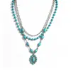Collar Bohemio Retro Estilo Étnico Turquesa para Mujer, Cadena de Suéter de Múltiples Capas de Gama Alta Estilo Vaquero Occidental