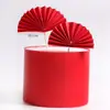 Enchufe decorativo creativo para pastel, abanico de papel plegable de semicírculo rojo, abanico de cumpleaños para hornear, tarjeta de pastel de origami para insertar
