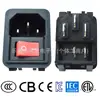 AC-02A Soquete de Pino 2 em 1 Embutido C14 com Interruptor Basculante Vermelho para Pequenos Equipamentos Industriais