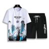 Moda Masculina de Verão Nova Marca da Moda Terno de Seda Gelo Ins Casual Verão Versátil Camiseta Masculina Juvenil Solta