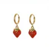 Lele Jewelry Design de Nicho Pequeno Fresco e Fofo Brincos e Colar de Morango Conjunto de Duas Peças Estilo Doce Brincos para Meninas