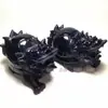 Peça de Decoração para Casa Tartaruga Dragão de Obsidiana, Armário de Sapatos para Entrada de Obsidiana Negra Decoração de Escritório, Atacado de Cristal do Mar da China Oriental