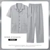 Pijama Masculino para Pai Verão Algodão Puro Manga Curta Calça Tamanho Extra Grande Roupa para Casa de Verão para Meia-idade e Idosos