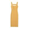 25 Nuevos Estilos de Verano Europeos y Americanos Color Puro Femenino Sexy Falda Ajustada a las Caderas Delgada Espalda Descubierta Tejido de Punto Halter Vestido con Tirantes