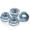 Tuercas Externas Hexagonales con Brida en Stock, Tuercas de Acero al Carbono, Galvanizadas Negro/Níquel/Zinc de Color/Zinc Blanco-Azul, Tuercas Dentadas Antideslizantes