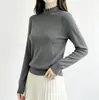 Novo suéter de malha macio Andi Velvet, com gola semi-alta, mangas compridas, corte slim, para outono e inverno, com bordas plissadas, adequado como camada base