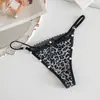 Tanga Sexy de una Pieza [Estampado Leopardo Perlado] Ropa Interior para Mujer, Tanga Tentación con Ribete de Encaje Caliente y Divertido