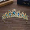 Corona de novia europea y americana con borde cruzado de diamantes de imitación de color, corona de aleación barroca, accesorios para vestido de novia, accesorios para el cabello