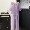 Nuevo conjunto de dos piezas de verano 2026 estilo chino para madres, con botones de nudo chino tradicional y bordados, elegante atuendo para mujeres de mediana edad y mayores