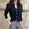 Cárdigan de Punto Ajustado para Mujer, Estilo Corto Grueso, Versión Coreana, Nuevo Suéter Otoño-Invierno, Top Abrigo Pequeño Vintage de Manga Larga