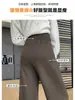Pantalones de lana forrados de forro polar para mujer, pierna ancha, nuevos para otoño e invierno 2026, estampado de espiga, adelgazantes, holgados, rectos, casuales, hasta el suelo