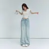 Jeans American Retro de Cintura Baixa para Outono de 2026, 4 Cores, Estilo Hot Girl, Flare, Levemente Elástico, Versátil, Slim Fit, Jeans Feminino que Emagrece