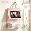 Nova bolsa de pendurar transparente para banheiro, bolsa de armazenamento tipo cesta de pendurar, ferramenta de armazenamento de roupas para troca e banheiro montada na parede para dormitório